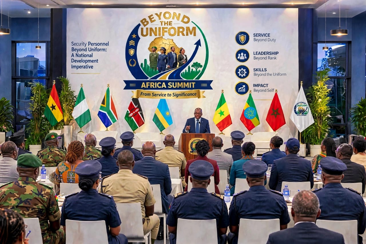 Beyond the Uniform Africa Summit with African flags and uniformed professionals